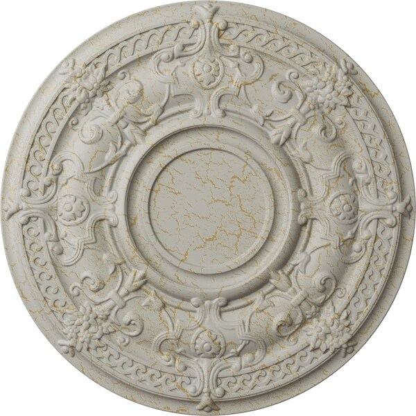 Ekena Millwork Dauphine Ceiling Medallion (Fits Canopies up to 13 1/4"), 33 7/8"OD x 1 3/8"P, Pot of Cream Crackle CM33DAPCC - main